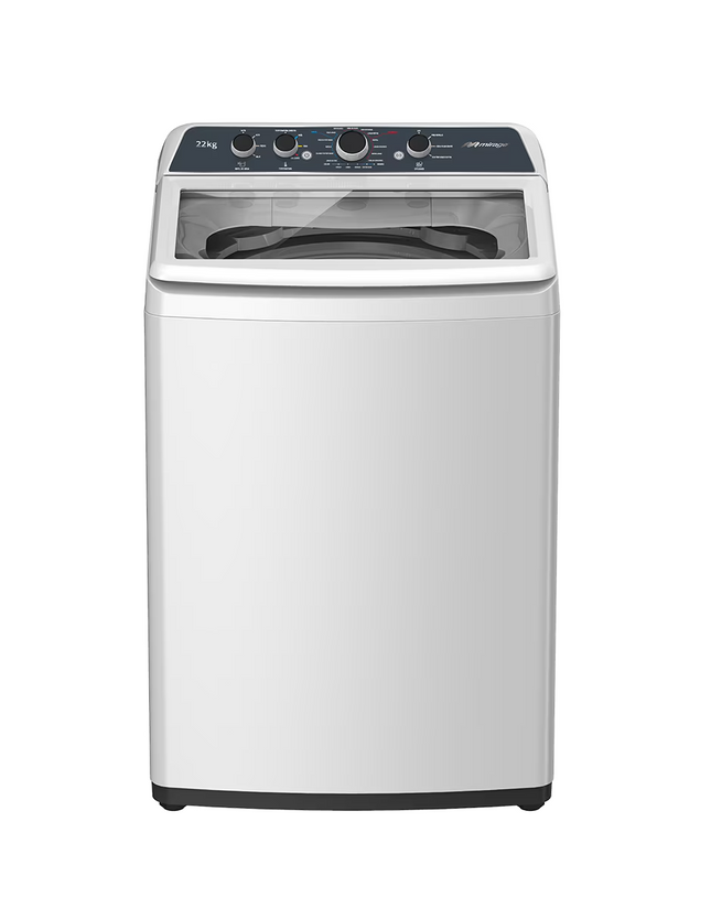 Lavadora Automática Mirage LMA022G | 22 kg | Carga Superior | 10 Programas | Tina de Acero Inoxidable | Alta Capacidad | Color Gris