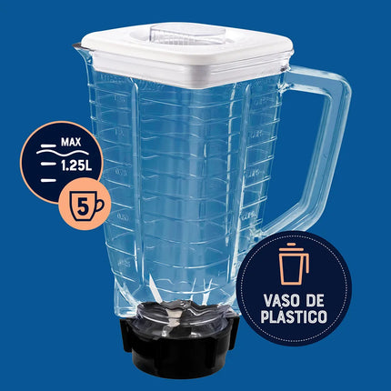 Licuadora Oster BLSTKAP-WRB-013 Kalimán – 2 Velocidades, 400W, Color Blanco con Vaso de Plástico