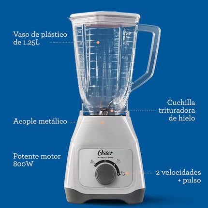 Licuadora Oster BLSTKAP-WRB-013 Kalimán – 2 Velocidades, 400W, Color Blanco con Vaso de Plástico