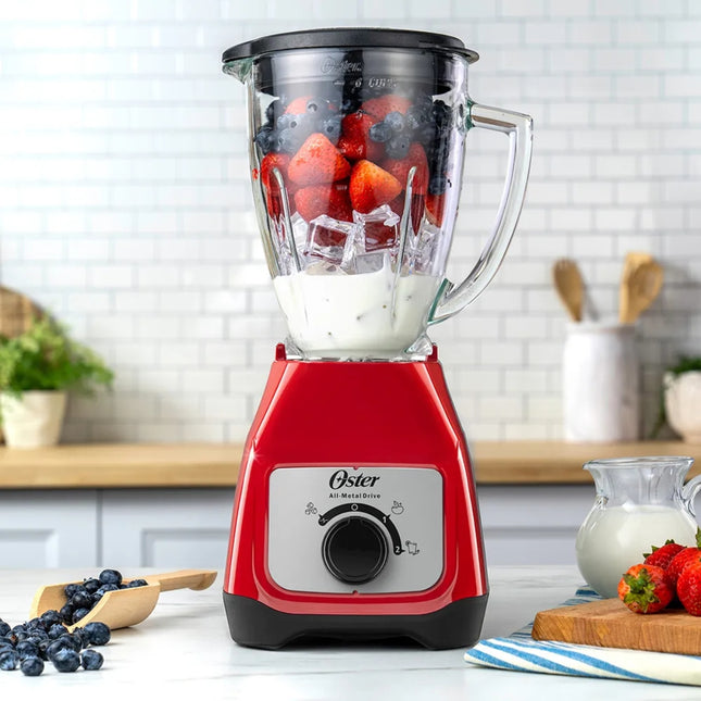 Licuadora Oster BLSTKAG-RRD Kalimán – Vaso de Vidrio, 2 Velocidades, 550W, Color Rojo