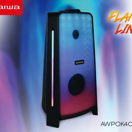 Bocina Bluetooth Aiwa AWPOK400LD – 50W, TWS, Radio FM y Sonido Potente en Todo Momento