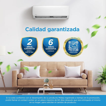 Aire Acondicionado MIDEA MAS12C2AGS – 12,000 BTU, 220V, Solo Frío, Sistema ON/OFF
