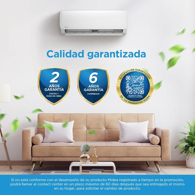 Aire Acondicionado MIDEA MAS12C2AGS – 12,000 BTU, 220V, Solo Frío, Sistema ON/OFF
