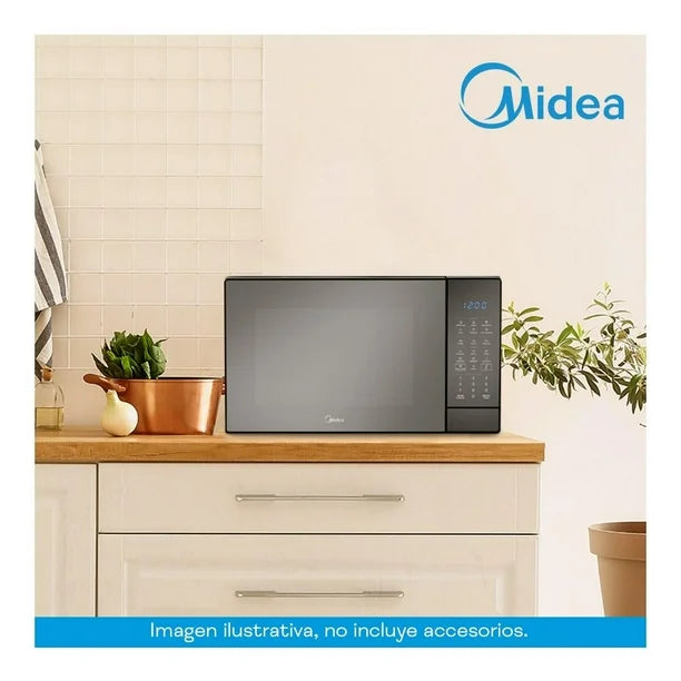 Horno de Microondas Midea MMDK14S2MG 1.4 Pies³ – Silver con Puerta de Acabado Espejo