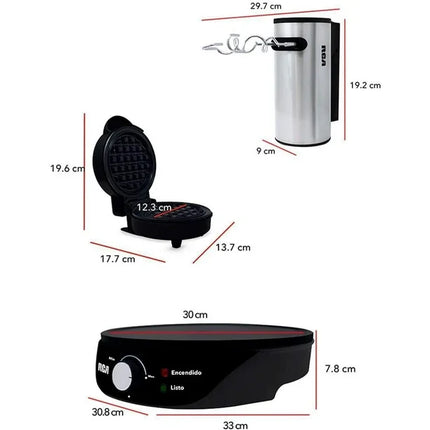 Combo Dulce RCA – Crepera RC-603 + Mini Waflera RC-88 + Batidora RC-68