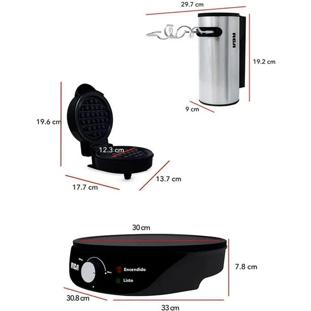 Combo Dulce RCA – Crepera RC-603 + Mini Waflera RC-88 + Batidora RC-68