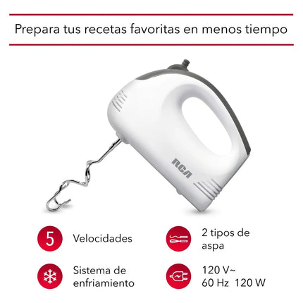 Batidora de Mano RCA RC-094 – 5 Velocidades, Potente, Ligera y Fácil de Usar