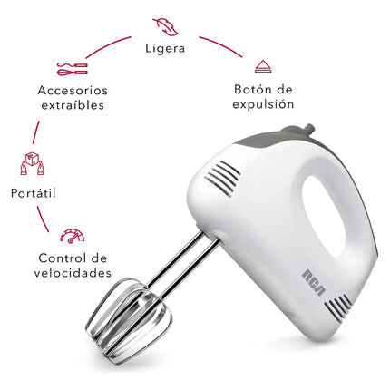 Batidora de Mano RCA RC-094 – 5 Velocidades, Potente, Ligera y Fácil de Usar
