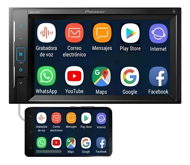 Pioneer DMH-A245BT – Pantalla 6.2”, Android/iPhone, Bluetooth y Control Total al Conducir