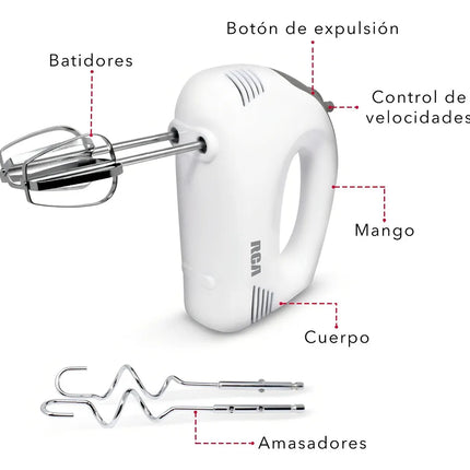Batidora de Mano RCA RC-094 – 5 Velocidades, Potente, Ligera y Fácil de Usar