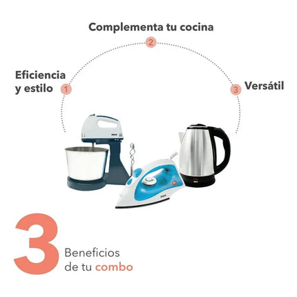 Combo Básico RCA RC-BS – Plancha, Batidora y Tetera Eléctrica