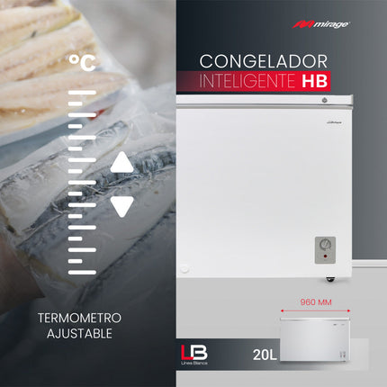 Congelador Horizontal Mirage HB 7 Pies³ | 198 Litros | Alta Eficiencia Energética | Tapa Abatible | Drenaje Frontal | Color Blanco
