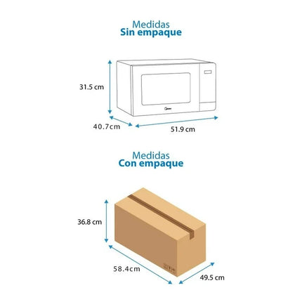 Horno de Microondas Midea MMDK14S2MG 1.4 Pies³ – Silver con Puerta de Acabado Espejo