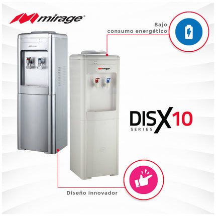 Dispensador de Agua Mirage DISX10 MDD10CS | 3 Temperaturas | Mesa con Garrafón Superior | Color Gris | Compacto 52 cm Alto