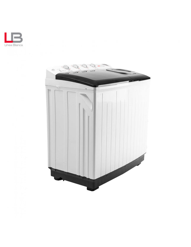 Lavadora Semiautomática Mirage LMS013M | 13 kg | Doble Tina | Bajo Consumo de Agua y Energía | Blanca con Tapa Transparente