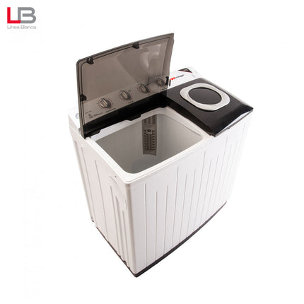 Lavadora Semiautomática Mirage LMS013M | 13 kg | Doble Tina | Bajo Consumo de Agua y Energía | Blanca con Tapa Transparente