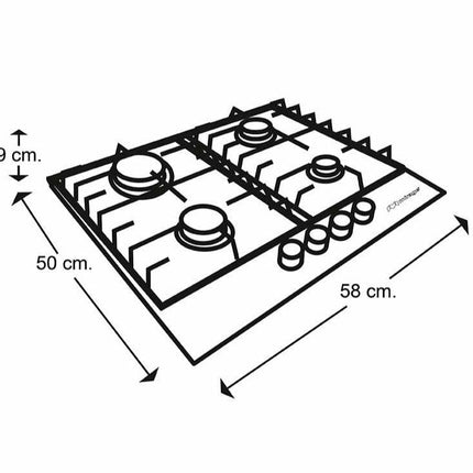 🔥 Parrilla SPARX MPS60GB de Gas | 4 Quemadores | Acero Inoxidable | Encendido Electrónico | Parrillas de Hierro Fundido | 60 cm de Ancho