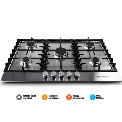 🔥 Parrilla SPARX MPS90GB de Gas | 5 Quemadores | Acero Inoxidable | Encendido Electrónico | Parrillas de Hierro Fundido | 90 cm de Ancho